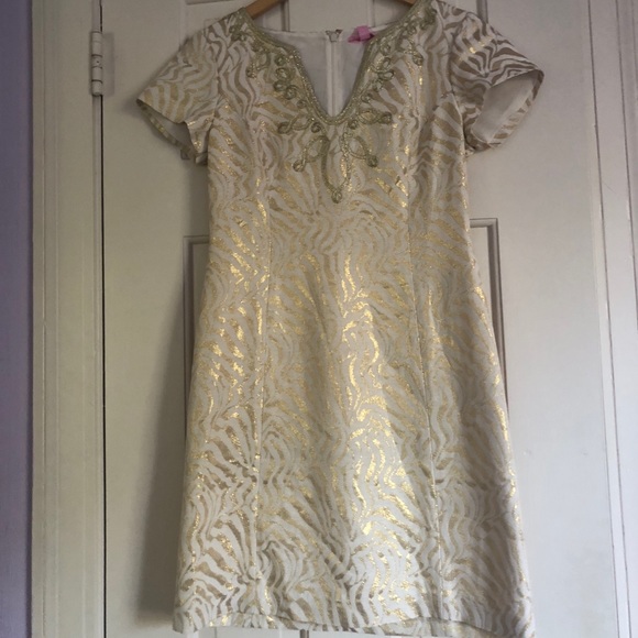 Lilly Size 4 GOLD Milannia Shift NWT - Picture 2 of 5